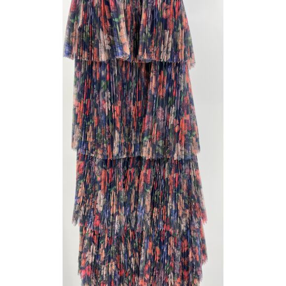 Hutch | NWT Rosey Gown Navy Tropical Garden Tulle Floral Tiered Maxi Dress 0 - Picture 13 of 14